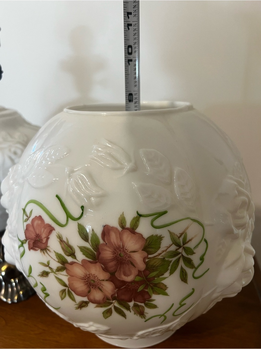 VTG Phoenix Milk Glass cabbage Rose Gone With the Wind 3-way Milk Glass - Picture 14 of 16